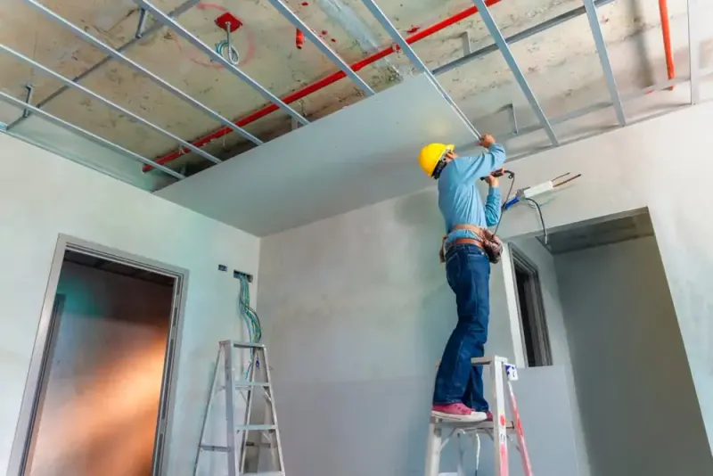 Drywall panels installed in a commercial space in Ottawa